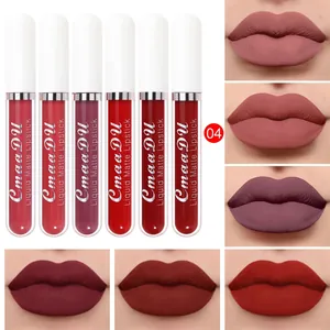 CmaaDu 6-pack matte liquid lipstick set with various lip swatches and shades