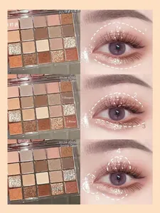 Detailliertes Make-up-Tutorial für 20-Farben Lidschatten-Palette in Erdtönen mit Schritten
