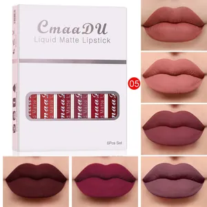Professional CmaaDU 6-pack liquid matte lipstick set with six diverse long-lasting shades