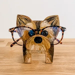 Support à lunettes en bois fait main en forme de chien pour bureau et décoration