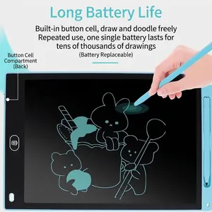 Blue LCD writing tablet for kids with colorful doodle drawing and stylus pen tool