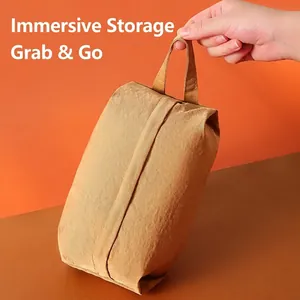 Bolsa de almacenamiento de viaje de gran capacidad en tela lavada con asa superior