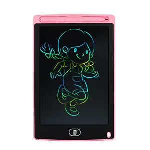 Portable pink LCD writing tablet for kids with colorful drawing display and stylus