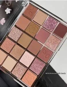 Nahaufnahme einer 20-Farben-Lidschattenpalette mit matten und schimmernden Erdtönen