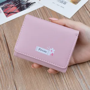 Minimalist Women Short Wallet PU Leather Small Trifold Coin Purse With Floral Print And Card Slots For Daily Use