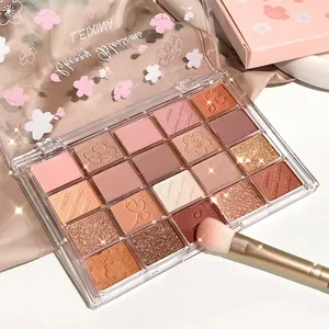 Mehrfarbige Lidschatten Palette Matte Perlmuttartig Glitzer Erdtöne Langlebig Augen Makeup Tool Mit Kirschblüten Etui