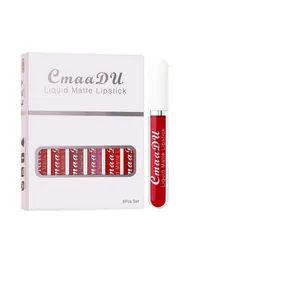 CmaaDu 6-piece long-lasting liquid matte lipstick set with professional white packaging