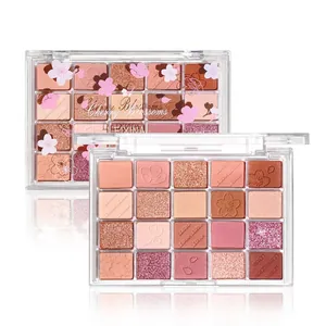 20-Farben-Lidschattenpalette mit floralem warmem Braun, Rosa, Matt- und Schimmer.
