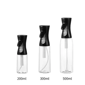 Lot de trois flacons vaporisateurs à brume fine, noir et transparent, 200ml, 300ml, 500ml.