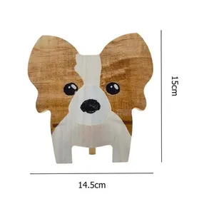 Handgefertigter Brillenständer aus Holz in Papillon-Hund-Form, 15 cm Höhe