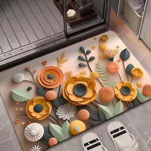 3D Flower Diatom Mud Bath Mat Water Absorbent Non Slip Bathroom Floor Rug For Shower Toilet Entryway Home Decoration
