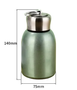 Detail view of a 140mm tall mini stainless steel vacuum insulated travel pocket cup