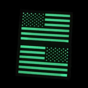 Écussons tactiques drapeau USA avec effet phosphorescent vert haute visibilité