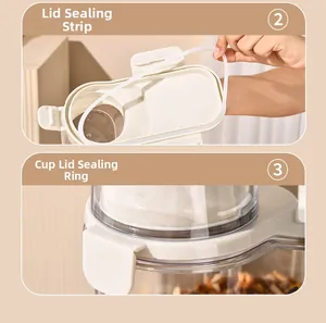 Detailed macro view showing the silicone sealing rings on the pet food storage container