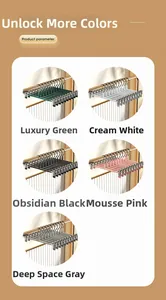 Stainless steel pants hangers with clips shown in five different elegant color options