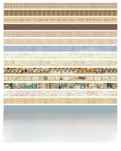 Set of slim vintage washi tapes with various patterns for DIY scrapbooking deco