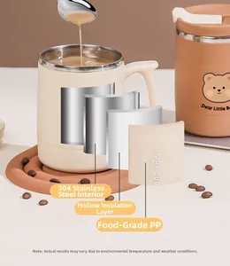 Detail view of 304 stainless steel coffee mug with insulated three-layer structure