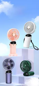 Draagbare opvouwbare USB-miniventilatoren in vier Morandi-kleuren met digitaal display