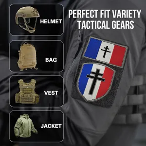 Tactical embroidery patches featuring Free French Cross of Lorraine for jackets and gear.