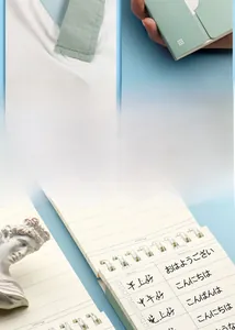 Portable vocabulary notebook with a flip cover for masking and memorizing words.