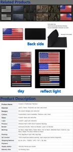 Vue détaillée des écussons tactiques réfléchissants drapeau US avec dos velcro