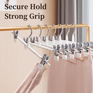 White stainless steel multi-clip pants hangers for non-slip skirt and closet storage