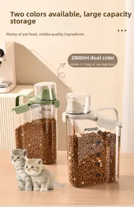 Close-up view of 2800ml airtight pet food storage containers for cat and dog food