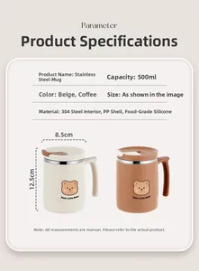 Detailed technical specifications and dimensions for 500ml stainless steel mug
