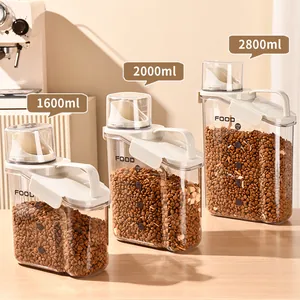 Transparent airtight pet food storage containers in 1600ml, 2000ml and 2800ml sizes.