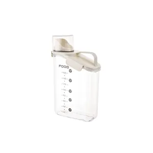 2500ml airtight pet food storage container with beige handle and measuring cup cap