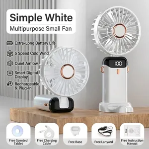 Draagbare Handventilator USB Oplaadbaar Opvouwbare Persoonlijke Ventilator Met LED Digitaal Display Stille Mini Bureau Koelventilator Voor Outdoor Reizen Kantoor