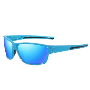 Occhiali da sole sportivi polarizzati blu con design a spruzzo di vernice per il ciclismo