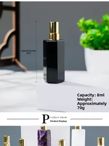Elegante frasco pulverizador de aceites esenciales hexagonal de piedra negra 8ml