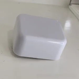 Vista detallada de una carcasa de plástico blanco para mecanismo de caja de música