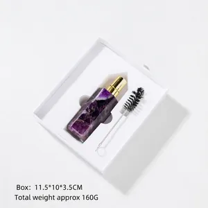 Exquisite handgefertigte Parfümflasche aus lila Amethyst-Kristall im Geschenkset