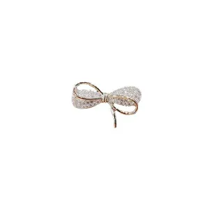Élégante broche nœud en cristal doré pour décoration anti-exposition de vêtements