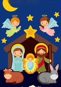 Colorful cartoon Nativity scene stickers for children's Christmas DIY craft projects