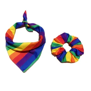 Regenbogen Gestreiftes Polyester Bandana Paisley Muster Stirnband Schal Für Hip Hop Streetdance Outdoor Unisex Modezubehör