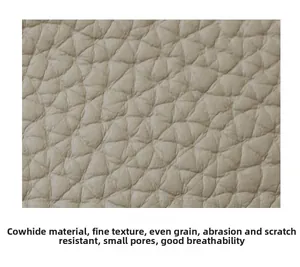 Detailed close-up view showing the natural pebble grain texture of high-quality cowhide leather