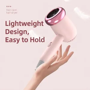 Asciugacapelli rosa portatile per bambini con design compatto e leggero