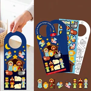 DIY Nativity Scene Door Hanger Sticker Set For Kids Christmas Manger Story Religious Art Coloring Craft Holiday Decor