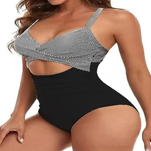 Maillot de bain une pièce rayé avec découpe frontale et dos nu sexy élégant chic