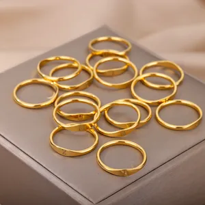 Minimalist gold rings with 26 initial letters for men and women, stackable jewelry