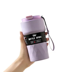 Portable purple 304 stainless steel insulated coffee mug with diamond texture