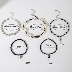 Detailweergave van bohemian kralen enkelbandjes met afmetingen in centimeters