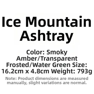 Specifications for crystal glass iceberg ashtray with dimensions 16.2cm and weight 793g