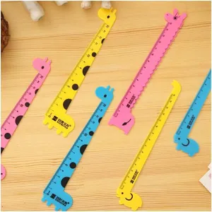 Reglas de plástico de 15 cm con dibujos de jirafas y elefantes para material escolar