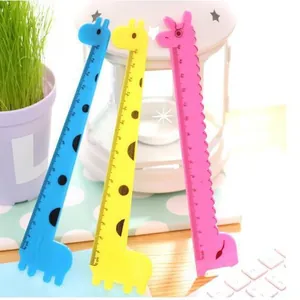 Lindas reglas de plástico de 15cm con forma de jirafa, material escolar perfecto para niños