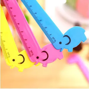 Regla de plástico colorida con forma de animal lindo, 15 cm, para material escolar