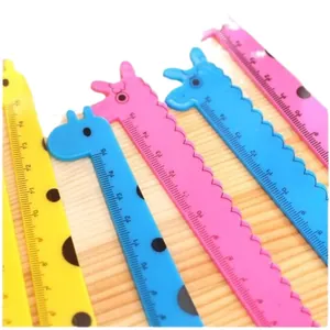 Lindas reglas de plástico de jirafa de 15 cm para suministros de papelería escolar